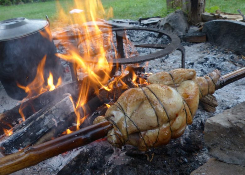 Repas au feu de bois